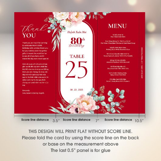 3 in 1 Tischnummer, Menü & Dankeschön Karte