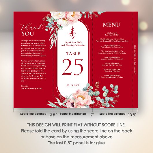 3 in 1 Tischnummer, Menü & Dankeschön Karte