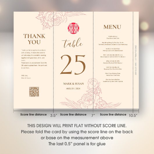 3 in 1 Tischnummer, Menü & Dankeschön Karte