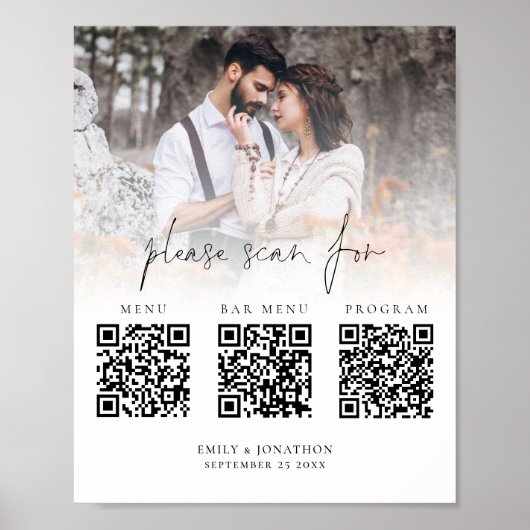 3 in einem Qr-Code-Menü Bar Programm-Foto Hochzeit Poster (Vorne)