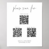 3 in One Qr Codes Bar Menü Programm Skript Hochzei Poster (Vorne)