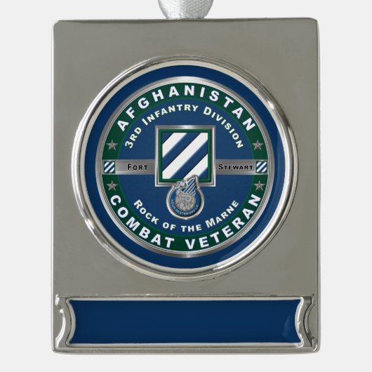3. Infanterieabteilung Afghanistan Veteran Banner-Ornament Silber (Vorderseite)