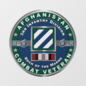 3. Infanterieabteilung Afghanistan Veteran Fensteraufkleber (Blatt)