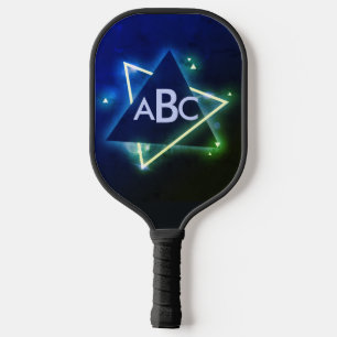 3 Initial Monogram Letter Blue Green Space Form Pickleball Schläger