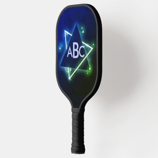 3 Initial Monogram Letter Blue Green Space Form Pickleball Schläger (Links)