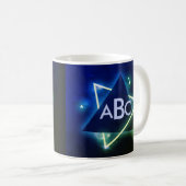 3 Initial Monogram Letter Blue Green Space Shape C Kaffeetasse (VorderseiteRechts)