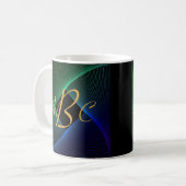3 Initial Monogram Letter Green Blue Swirl Lines Kaffeetasse (Vorderseite Links)