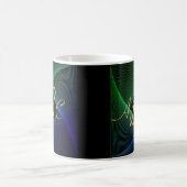 3 Initial Monogram Letter Green Blue Swirl Lines Kaffeetasse (Mittel)