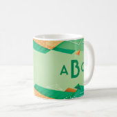 3 Initial Monogramm Letter Geometric Green Modern Kaffeetasse (VorderseiteRechts)