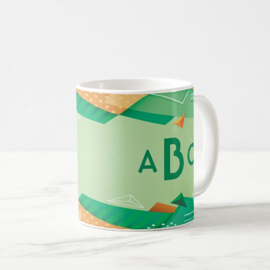 3 Initial Monogramm Letter Geometric Green Modern Kaffeetasse (VorderseiteRechts)