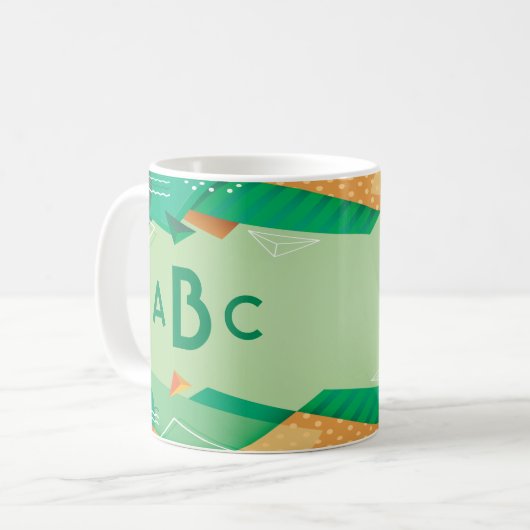 3 Initial Monogramm Letter Geometric Green Modern Kaffeetasse (Vorderseite Links)