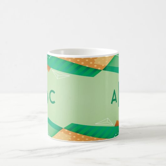 3 Initial Monogramm Letter Geometric Green Modern Kaffeetasse (Mittel)