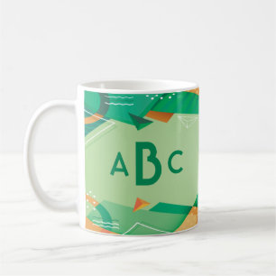 3 Initial Monogramm Letter Geometric Green Modern Kaffeetasse