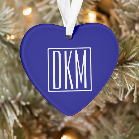 3 Initialen Monogramm | Navyblau & Weiß Ornament (Baum)