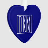 3 Initialen Monogramm | Navyblau & Weiß Ornament (Vorderseite)