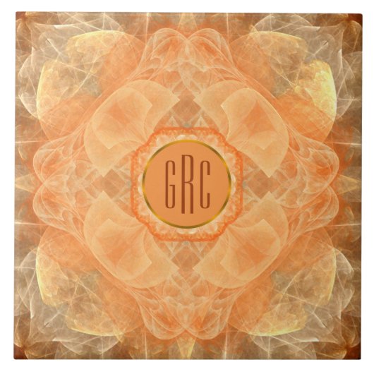 3 Initialen Monogramm Orange-Lace-Keramikfliese Fliese (Vorderseite)