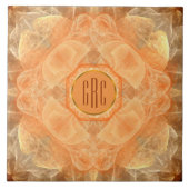 3 Initialen Monogramm Orange Spitzen Keramik Tile Fliese (Vorderseite)