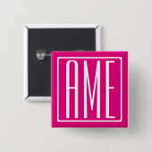 3 Initialen Monogramm | Weiß auf Hot Pink Button (Vorne & Hinten)