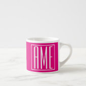 3 Initialen Monogramm | Weiß auf Hot Pink Espressotasse (Rechts)