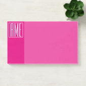 3 Initialen Monogramm | Weiß auf Hot Pink Post-it Klebezettel (Büro)