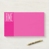3 Initialen Monogramm | Weiß auf Hot Pink Post-it Klebezettel (Auf Schreibtisch)