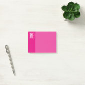 3 Initialen Monogramm | Weiß auf Hot Pink Post-it Klebezettel (Büro)