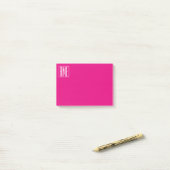 3 Initialen Monogramm | Weiß auf Hot Pink Post-it Klebezettel (Auf Schreibtisch)