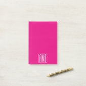 3 Initialen Monogramm | Weiß auf Hot Pink Post-it Klebezettel (Auf Schreibtisch)