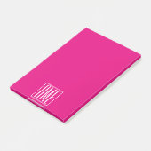 3 Initialen Monogramm | Weiß auf Hot Pink Post-it Klebezettel (angewinkelt)