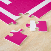 3 Initialen Monogramm | Weiß auf Hot Pink Puzzle (Seite)