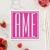 3 Initialen Monogramm | Weiß auf Hot Pink Serviette (Beispiel)