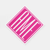 3 Initialen Monogramm | Weiß auf Hot Pink Serviette (Ecke)