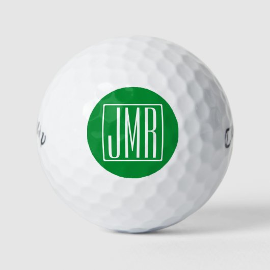 3 Initialmonogramm | Grün/Weiß Golfball (Vorderseite)