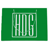 3 Initialmonogramm | Grün/Weiß Große Geschenktüte (Vorderseite)