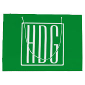 3 Initialmonogramm | Grün/Weiß Große Geschenktüte (Rückseite)