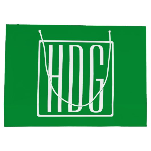 3 Initialmonogramm | Grün/Weiß Große Geschenktüte (Rückseite)