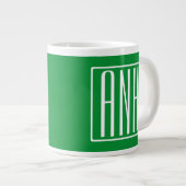 3 Initialmonogramm | Grün/Weiß Jumbo-Tasse (Vorderseite Rechts)