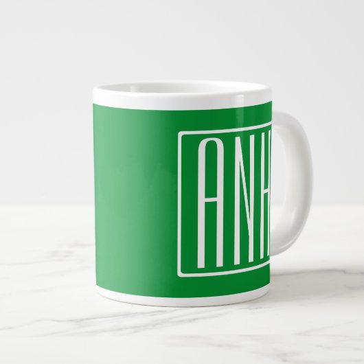 3 Initialmonogramm | Grün/Weiß Jumbo-Tasse (Vorderseite Rechts)