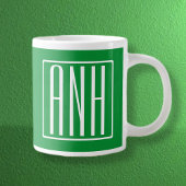 3 Initialmonogramm | Grün/Weiß Jumbo-Tasse