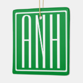 3 Initialmonogramm | Grün/Weiß Keramikornament (Links)