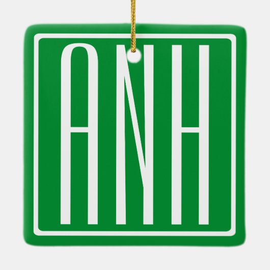 3 Initialmonogramm | Grün/Weiß Keramikornament (Rückseite)