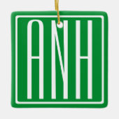 3 Initialmonogramm | Grün/Weiß Keramikornament (Vorderseite)