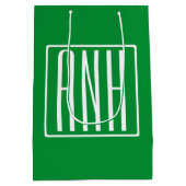 3 Initialmonogramm | Grün/Weiß Mittlere Geschenktüte (Rückseite)