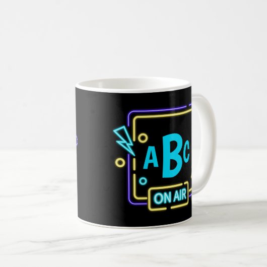 3 Initialmonogramm Letter Blue Yellow on Air Coffe Kaffeetasse (VorderseiteRechts)