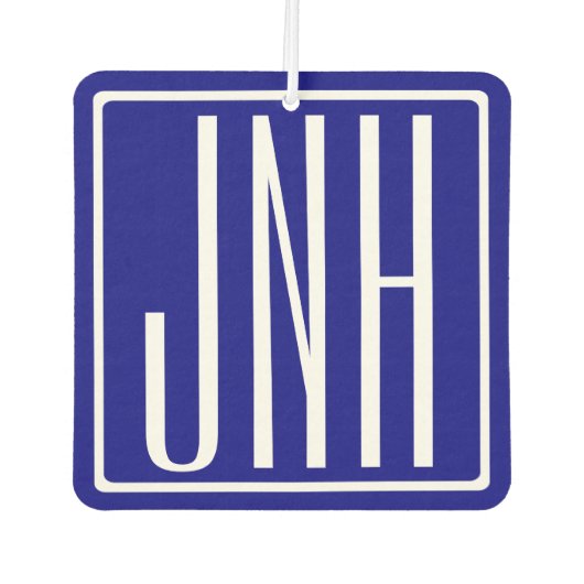 3 Initialmonogramm | Navy Blue & White Autolufterfrischer (Vorderseite)