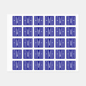 3 Initialmonogramm | Navy Blue & White Etiketten (Blatt)