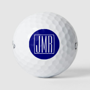 3 Initialmonogramm Navy Blue & White Golfball