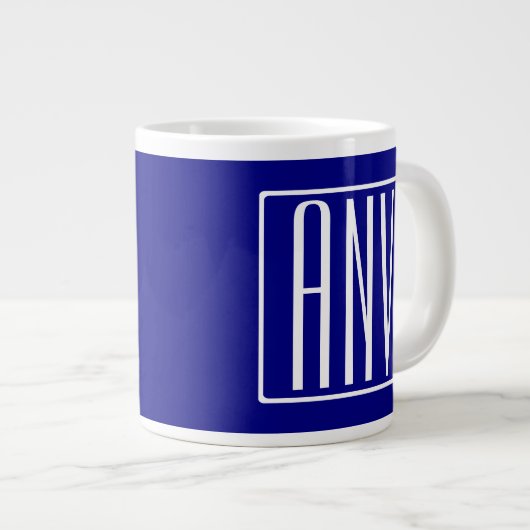 3 Initialmonogramm | Navy Blue & White Jumbo-Tasse (Vorderseite Rechts)
