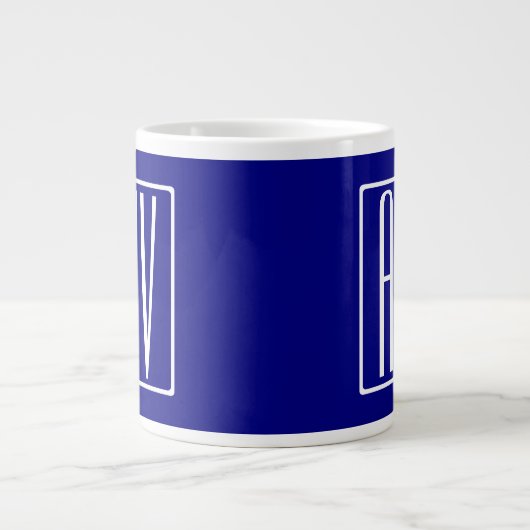3 Initialmonogramm | Navy Blue & White Jumbo-Tasse (Vorderseite)