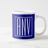 3 Initialmonogramm | Navy Blue & White Jumbo-Tasse (Rechts)